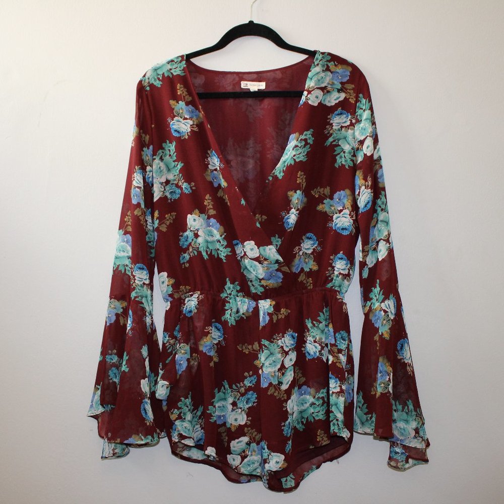 Floral Flounce Sleeve Romper
